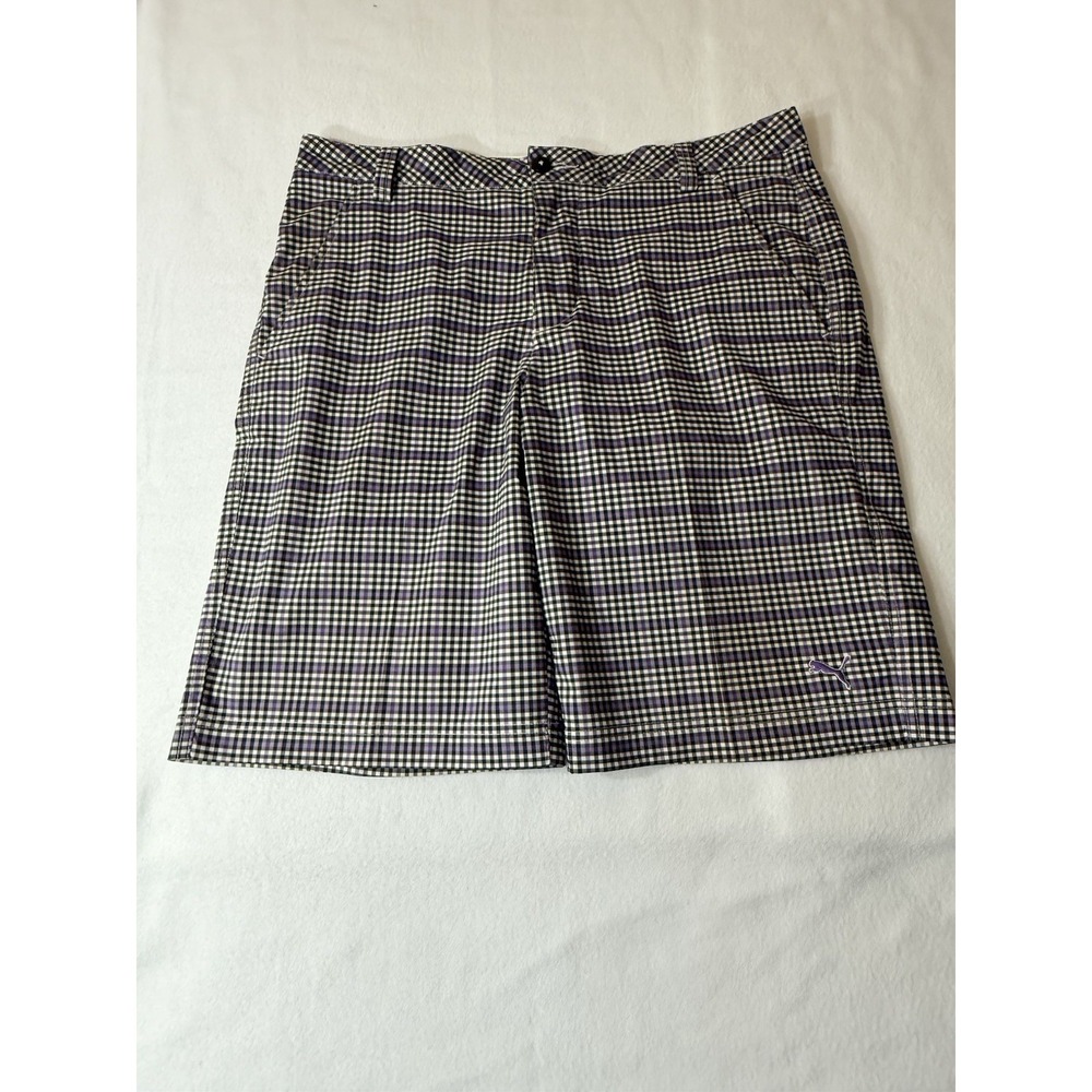 Puma Golf Cell Mens Size 34 Rickie‎ Fowler Golf Shorts Purple Plaid